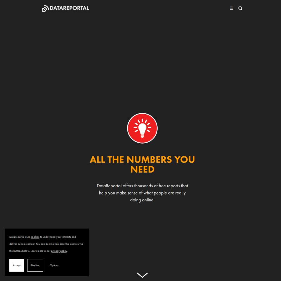 datareportal.com homepage screenshot
