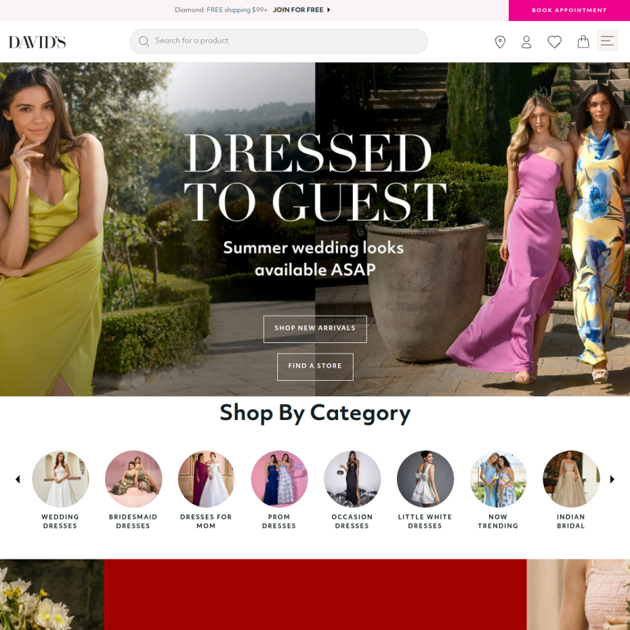 davidsbridal.com homepage screenshot