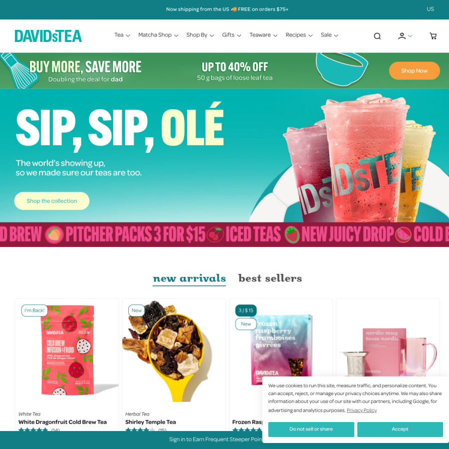 davidstea.com homepage screenshot
