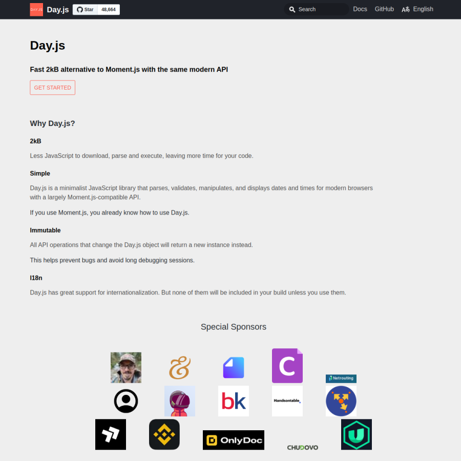 day.js.org homepage screenshot