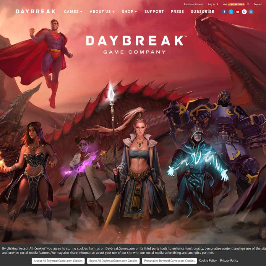 daybreakgames.com homepage screenshot