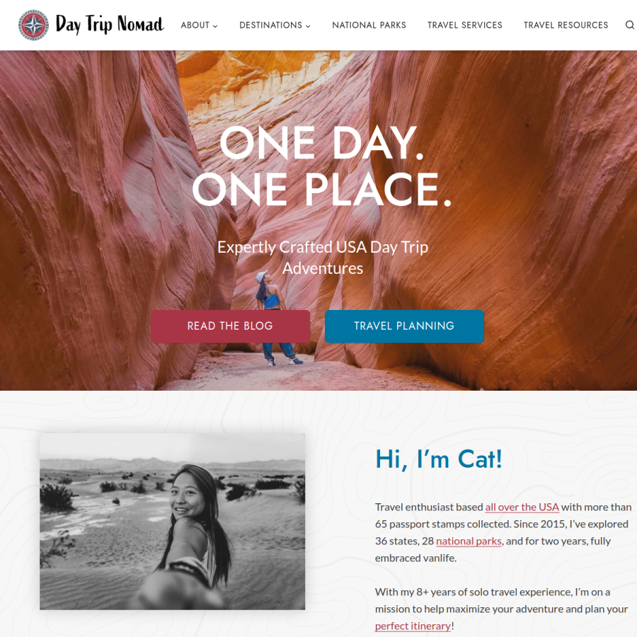 daytripnomad.com homepage screenshot