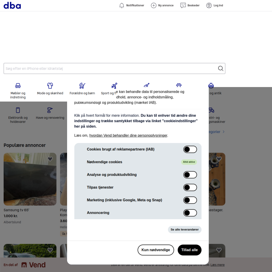 dba.dk homepage screenshot