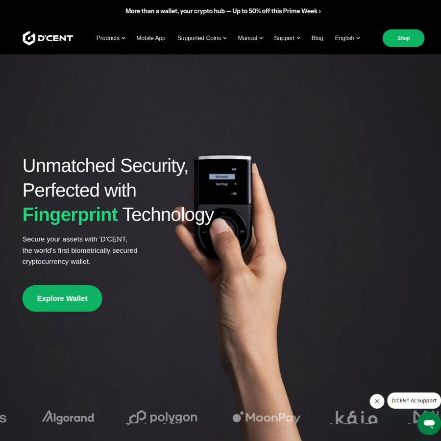dcentwallet.com homepage screenshot