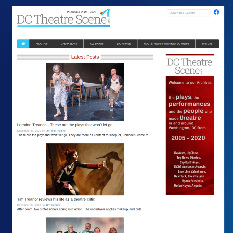 dctheatrescene.com homepage screenshot