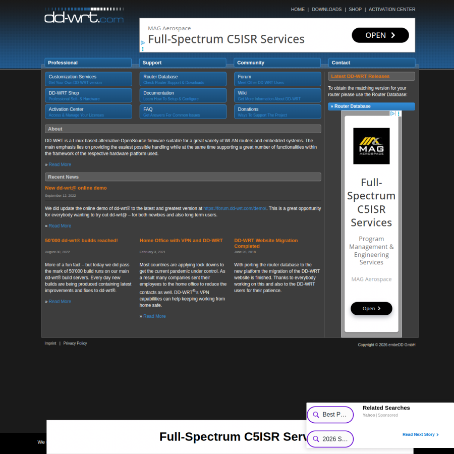 dd-wrt.com homepage screenshot