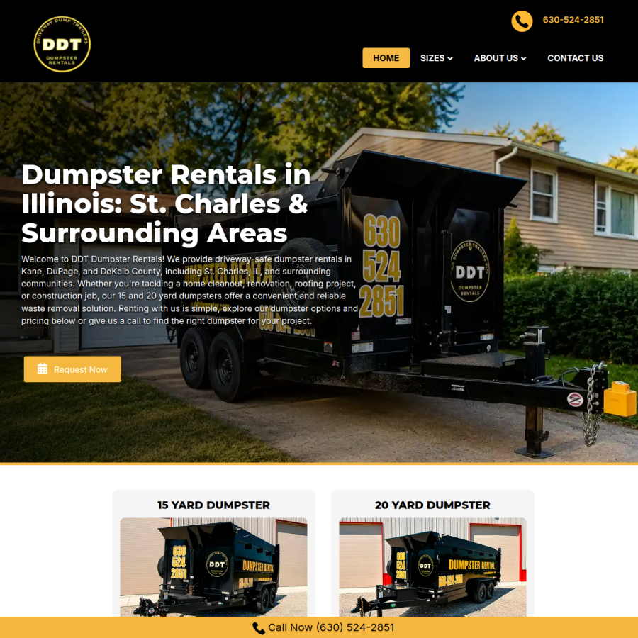ddtdumpster.com homepage screenshot