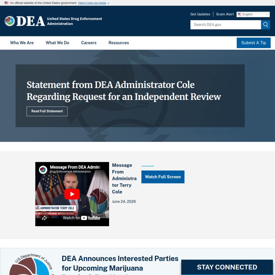 dea.gov homepage screenshot