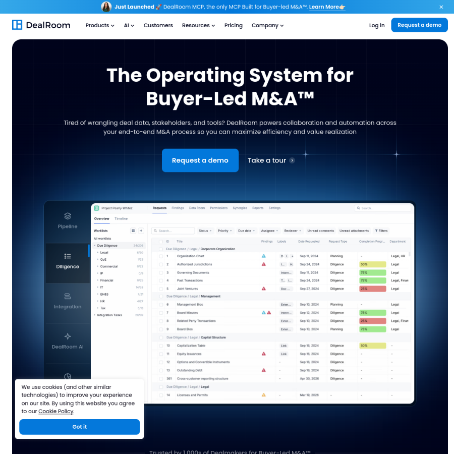 dealroom.net homepage screenshot