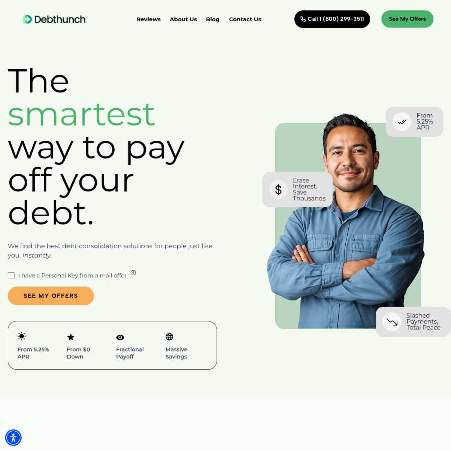debthunch.com homepage screenshot