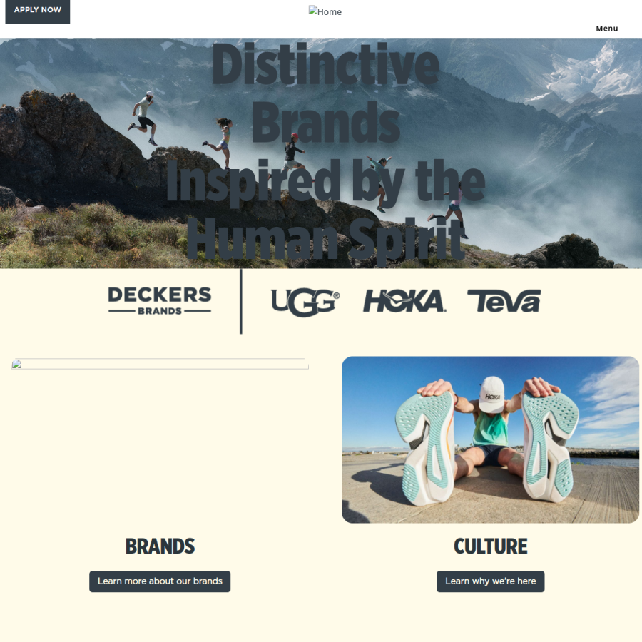deckers.com homepage screenshot