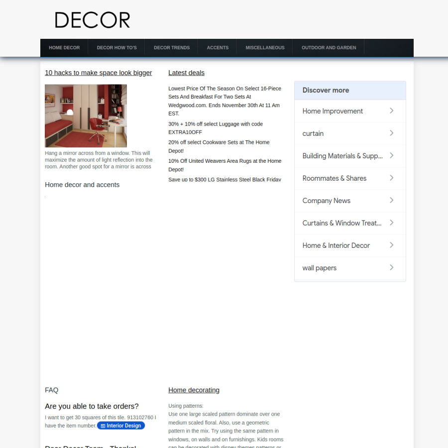 decor.com homepage screenshot