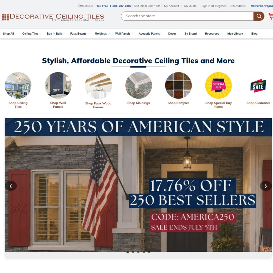 decorativeceilingtiles.net homepage screenshot