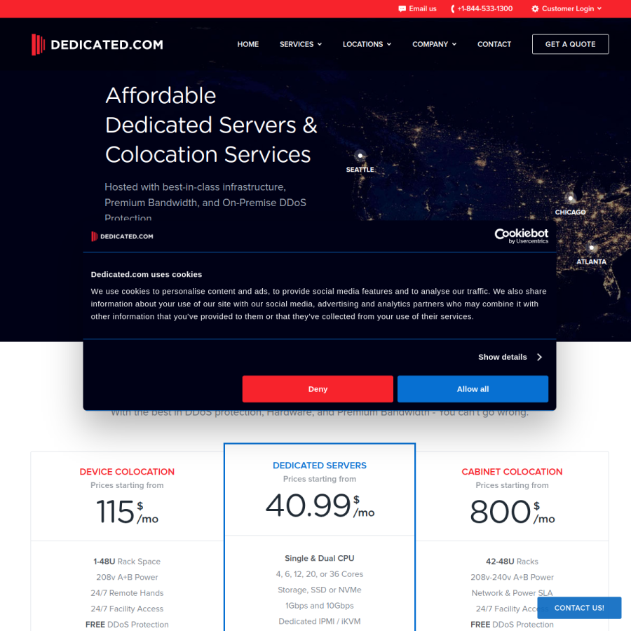 dedicated.com homepage screenshot