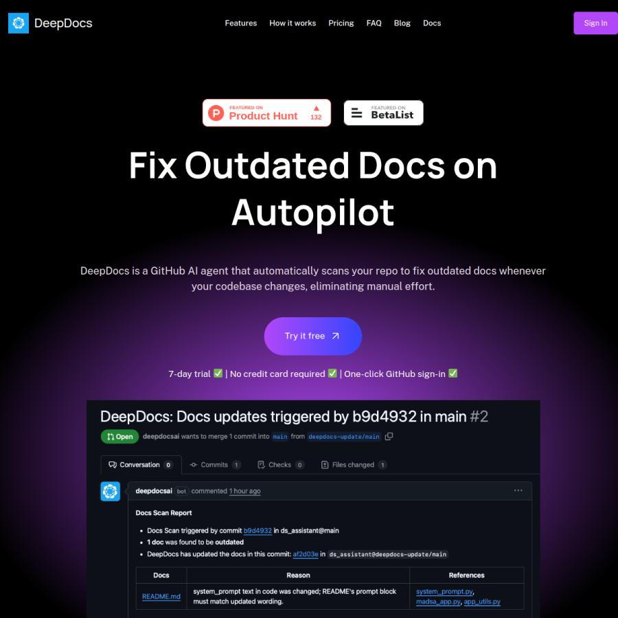 deepdocs.dev homepage screenshot
