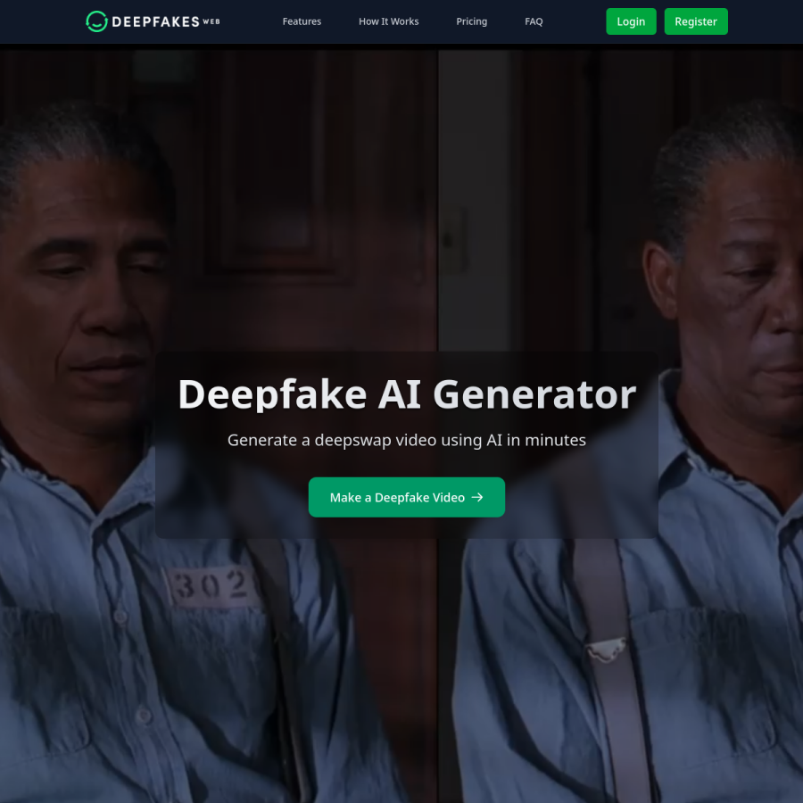 deepfakesweb.com homepage screenshot