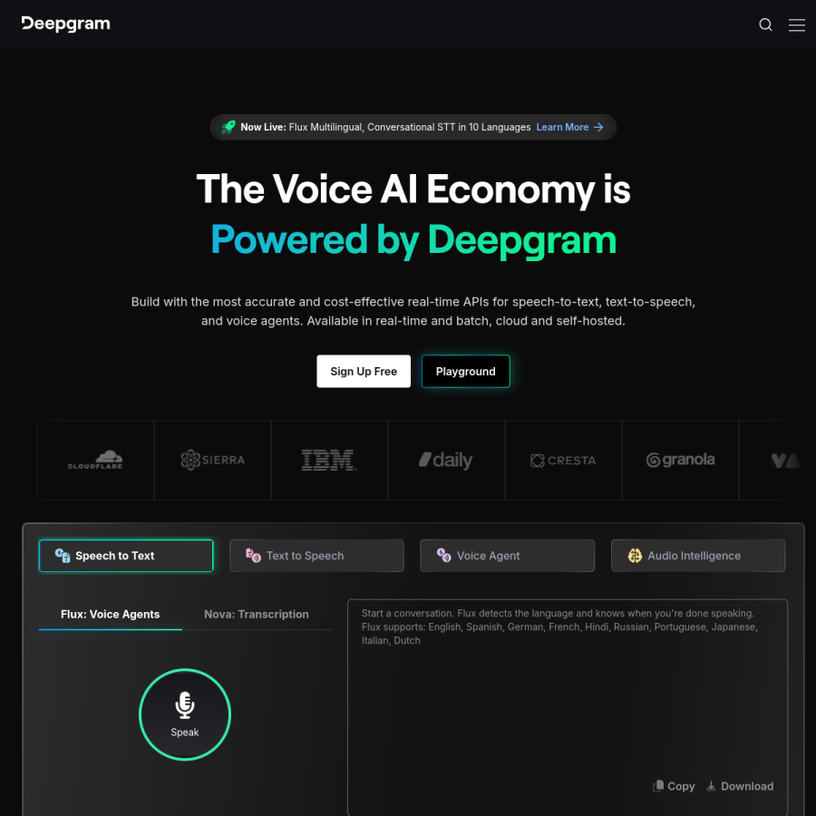 deepgram.com homepage screenshot