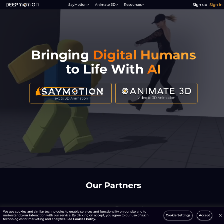 deepmotion.com homepage screenshot