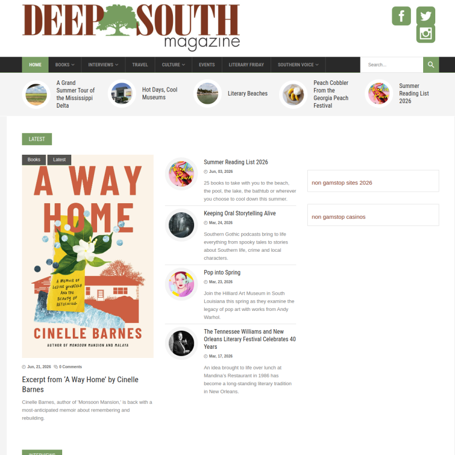 deepsouthmag.com homepage screenshot