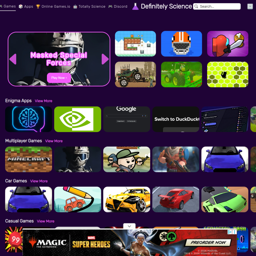 definitelyscience.com homepage screenshot