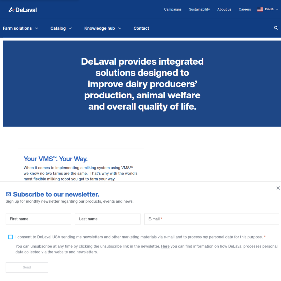 delaval.com homepage screenshot