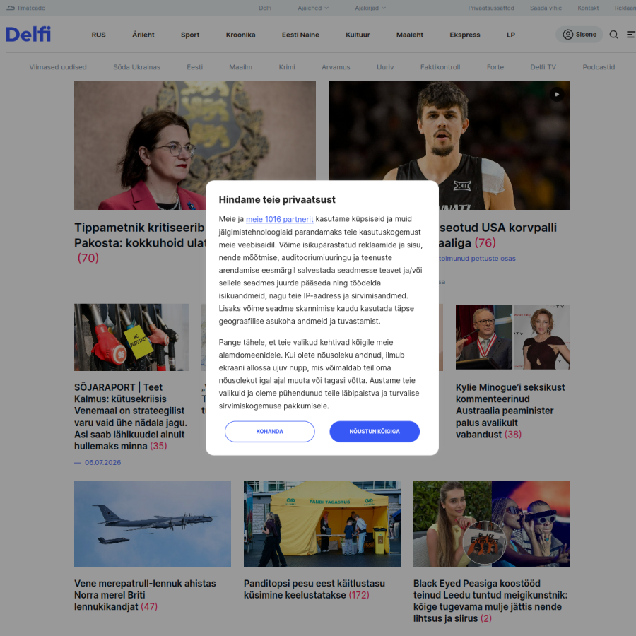 delfi.ee homepage screenshot