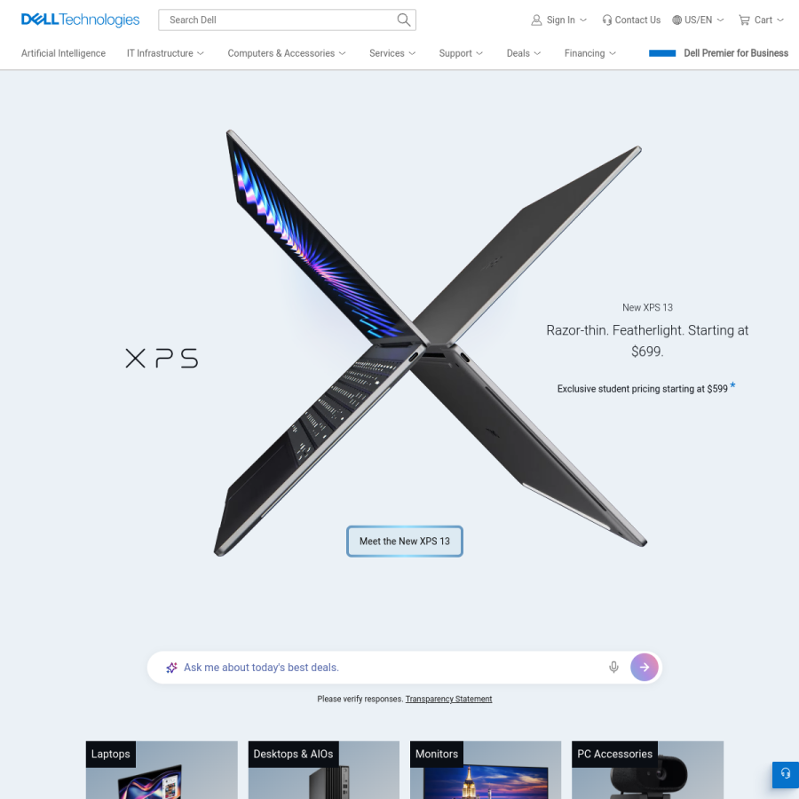 dell.com homepage screenshot