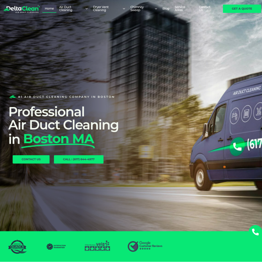 deltaairductcleaning.com homepage screenshot