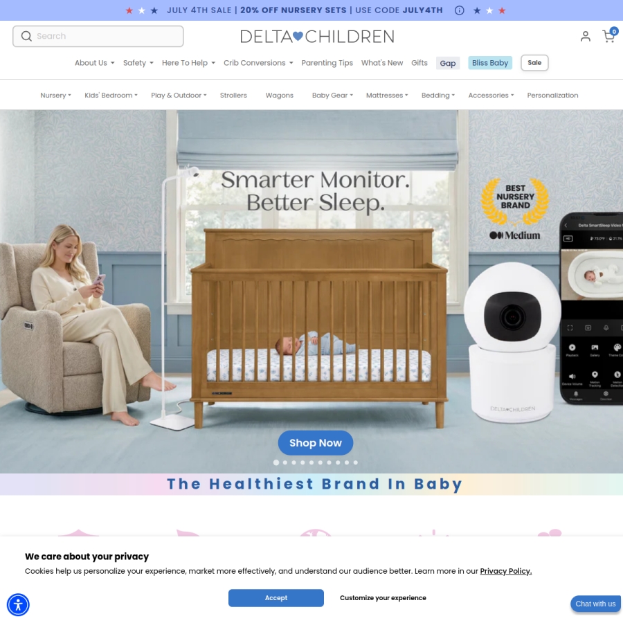 deltachildren.com homepage screenshot