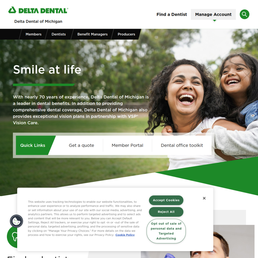 deltadentalmi.com homepage screenshot