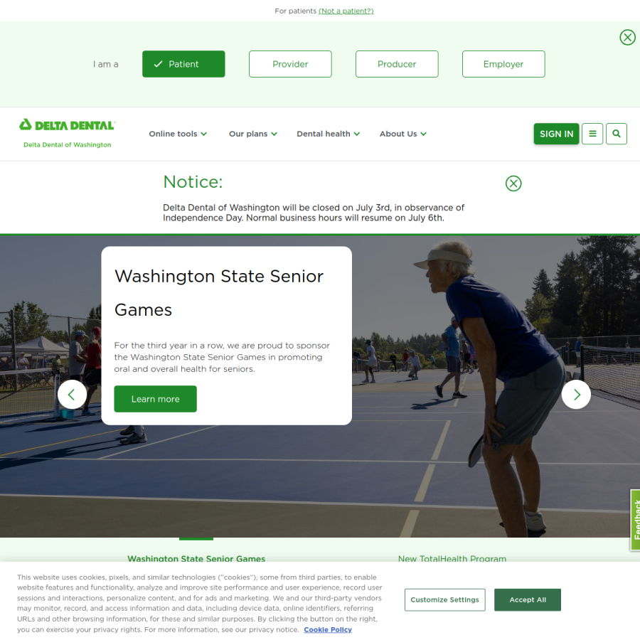 deltadentalwa.com homepage screenshot
