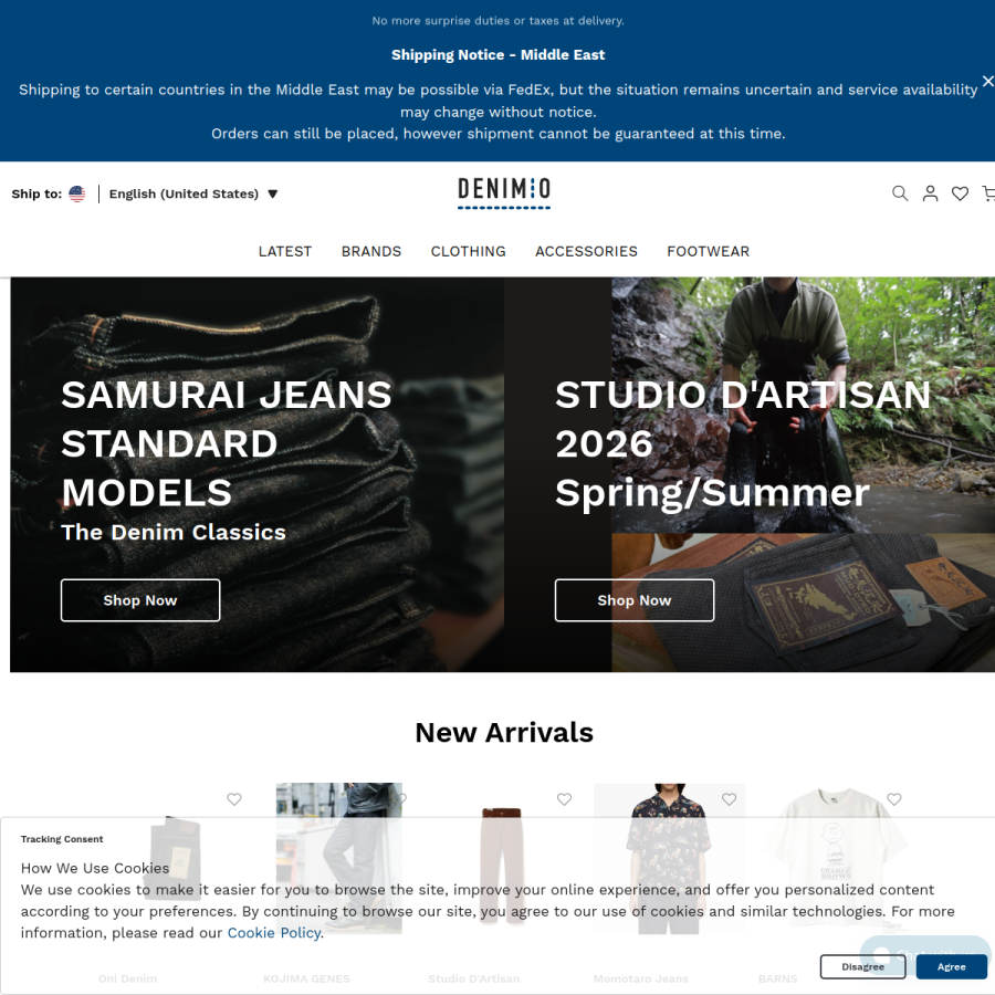 denimio.com homepage screenshot