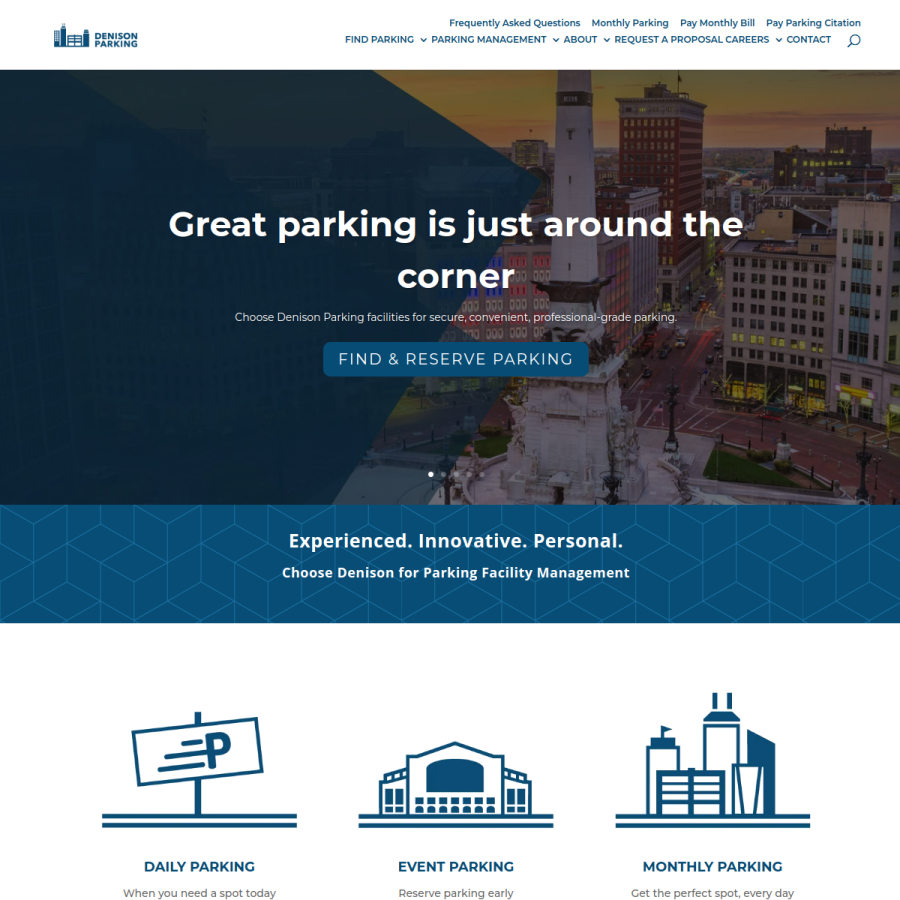 denisonparking.com homepage screenshot