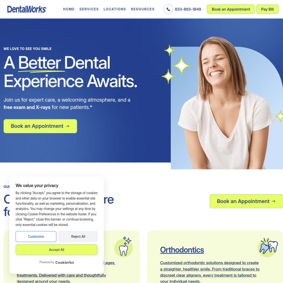 dentalworks.com homepage screenshot