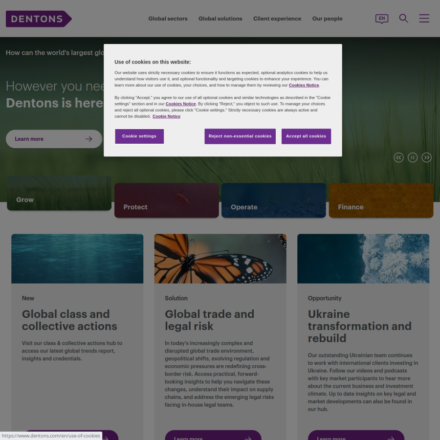 dentons.com homepage screenshot