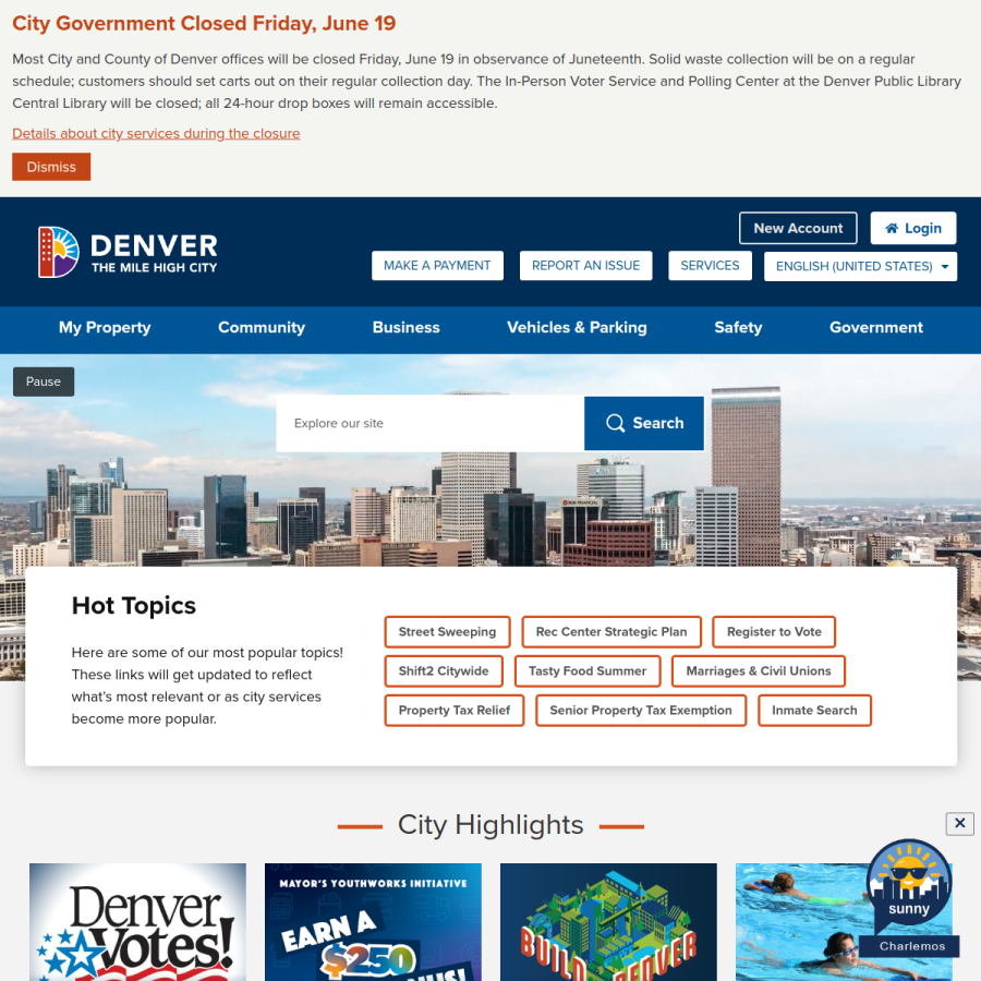 denvergov.org homepage screenshot