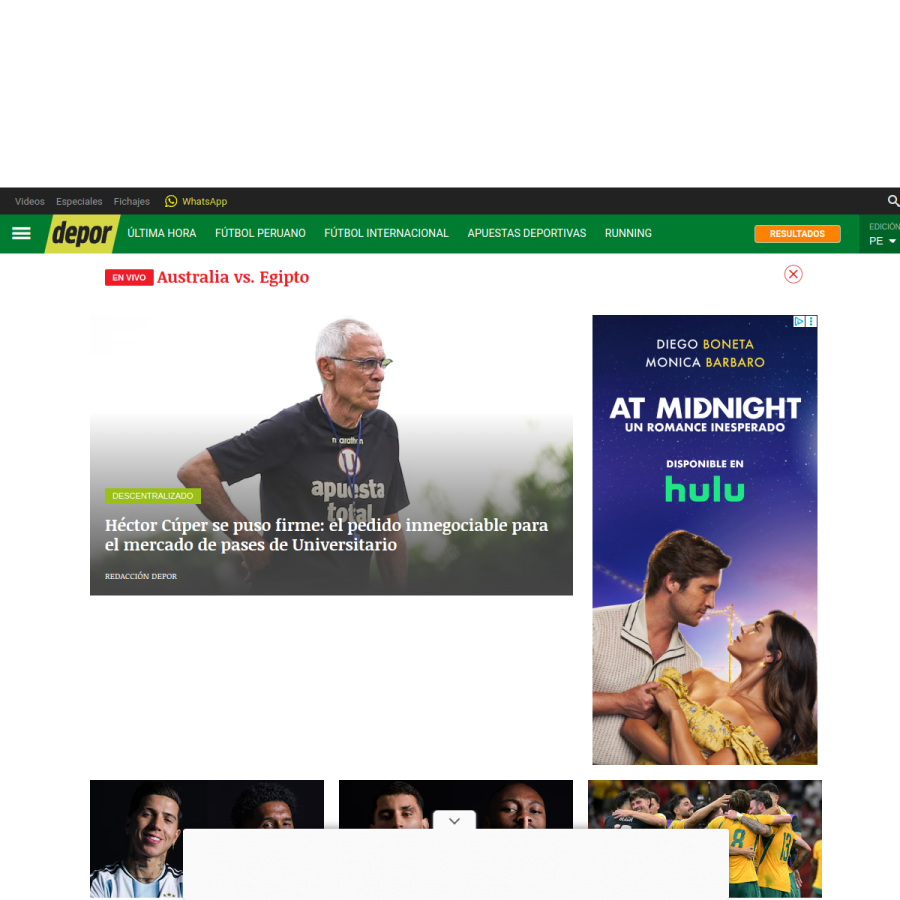 depor.com homepage screenshot