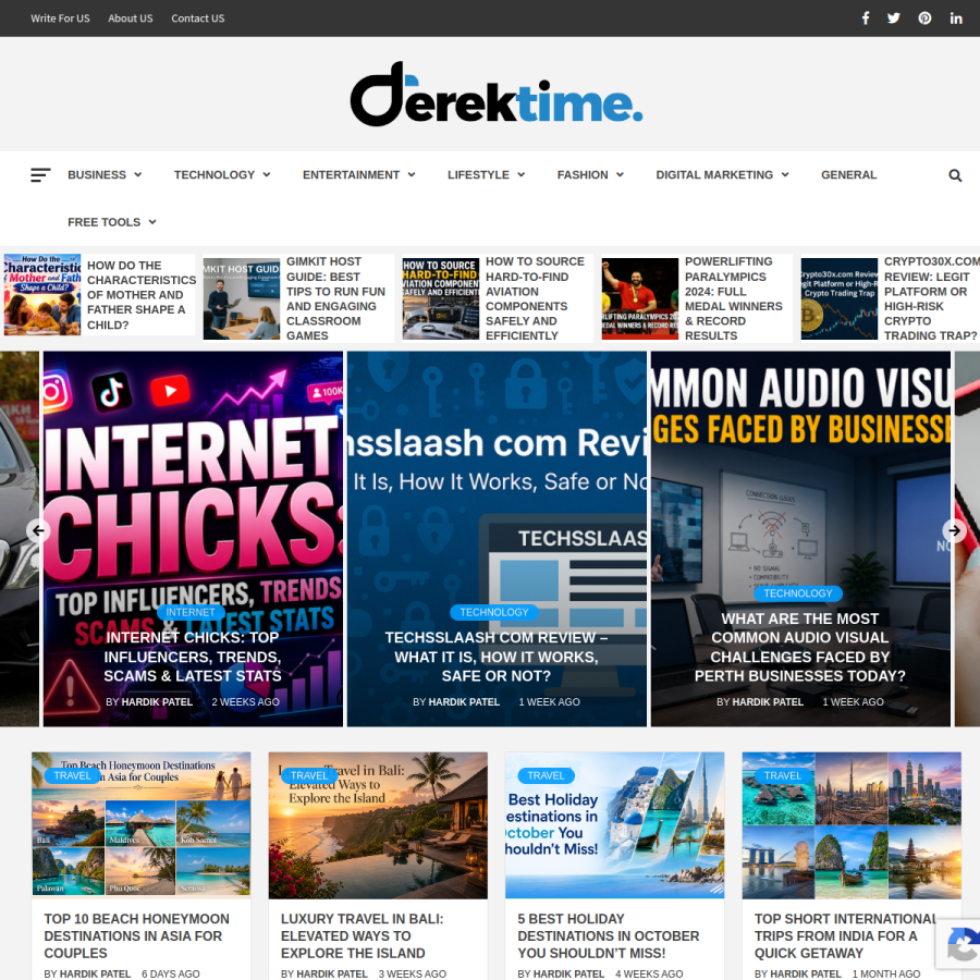 derektime.com homepage screenshot