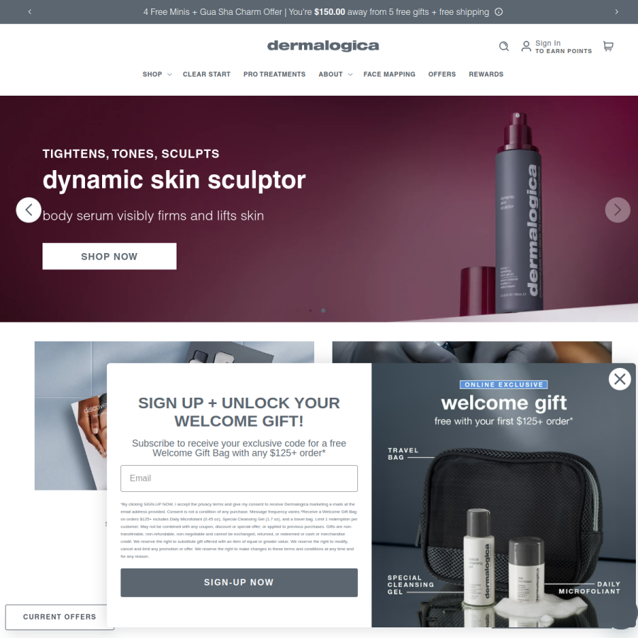 dermalogica.com homepage screenshot