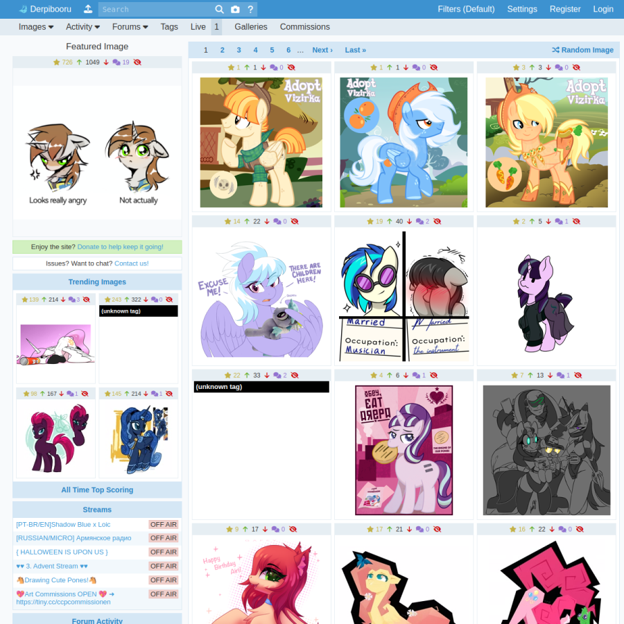 derpibooru.org homepage screenshot