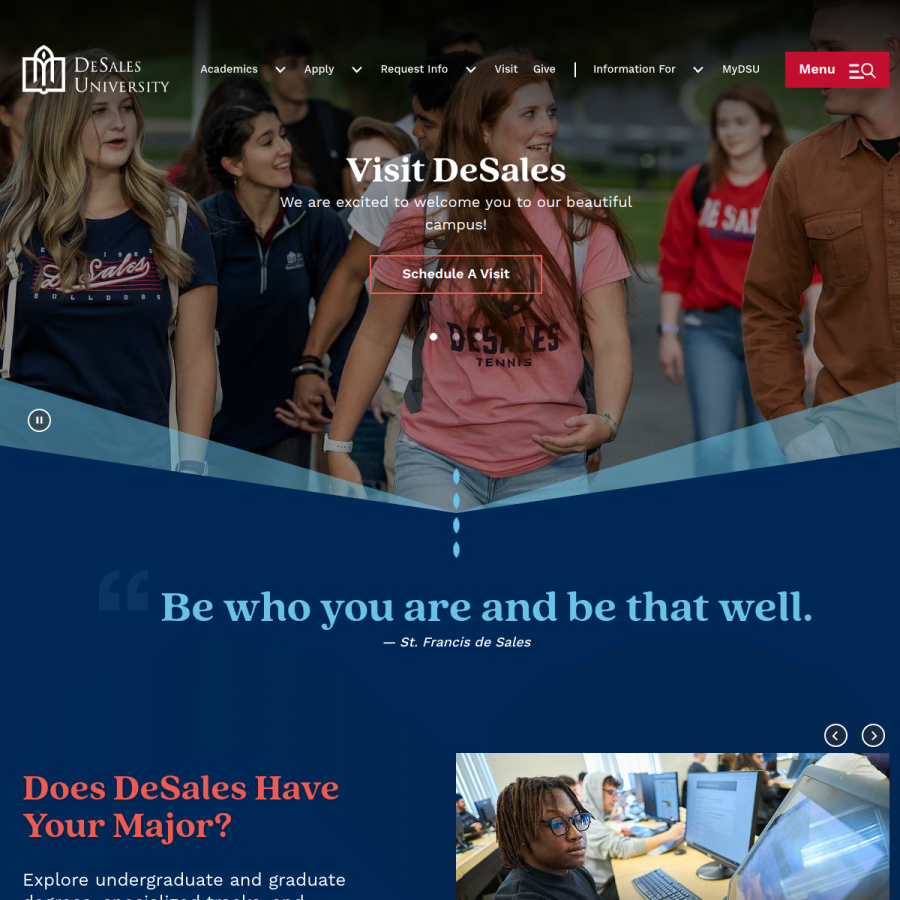 desales.edu homepage screenshot