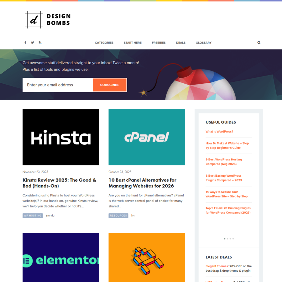 designbombs.com homepage screenshot