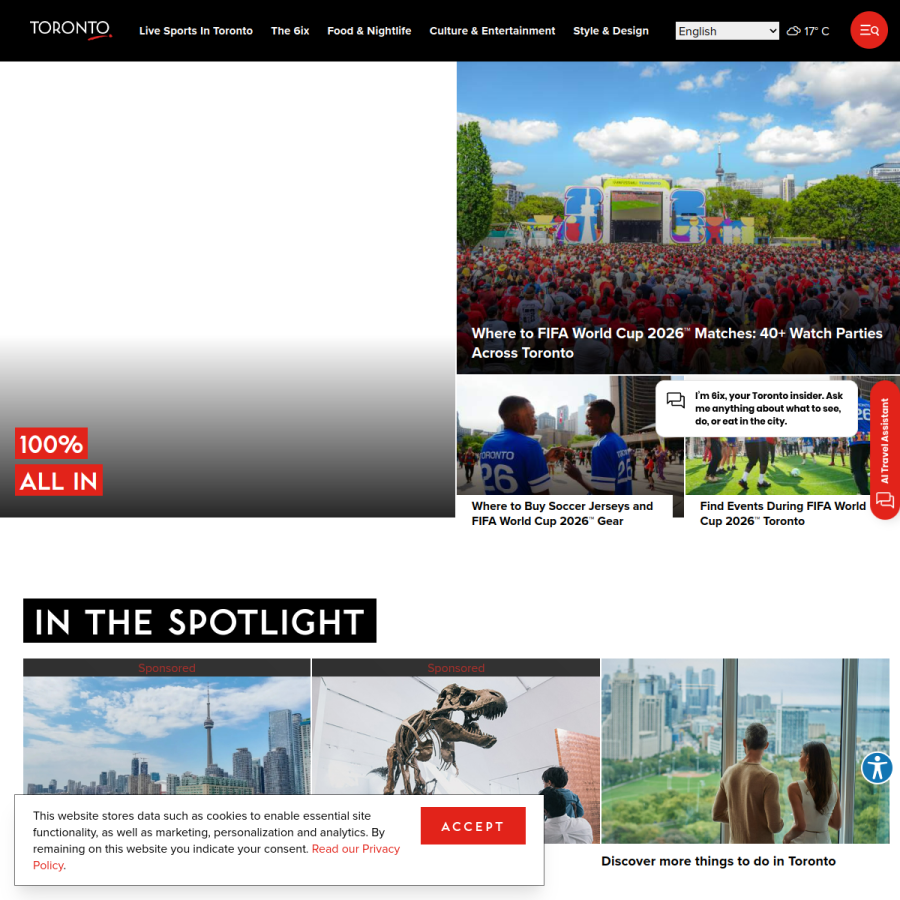 destinationtoronto.com homepage screenshot