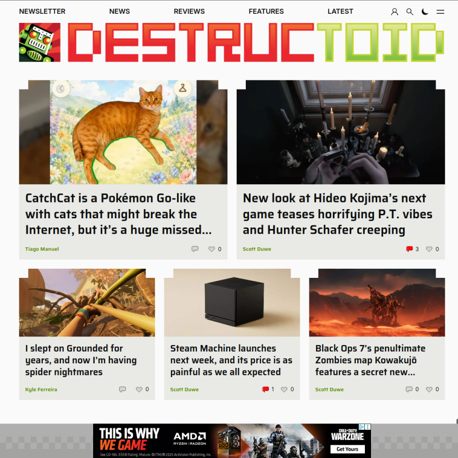 destructoid.com homepage screenshot