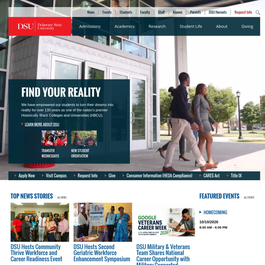 desu.edu homepage screenshot