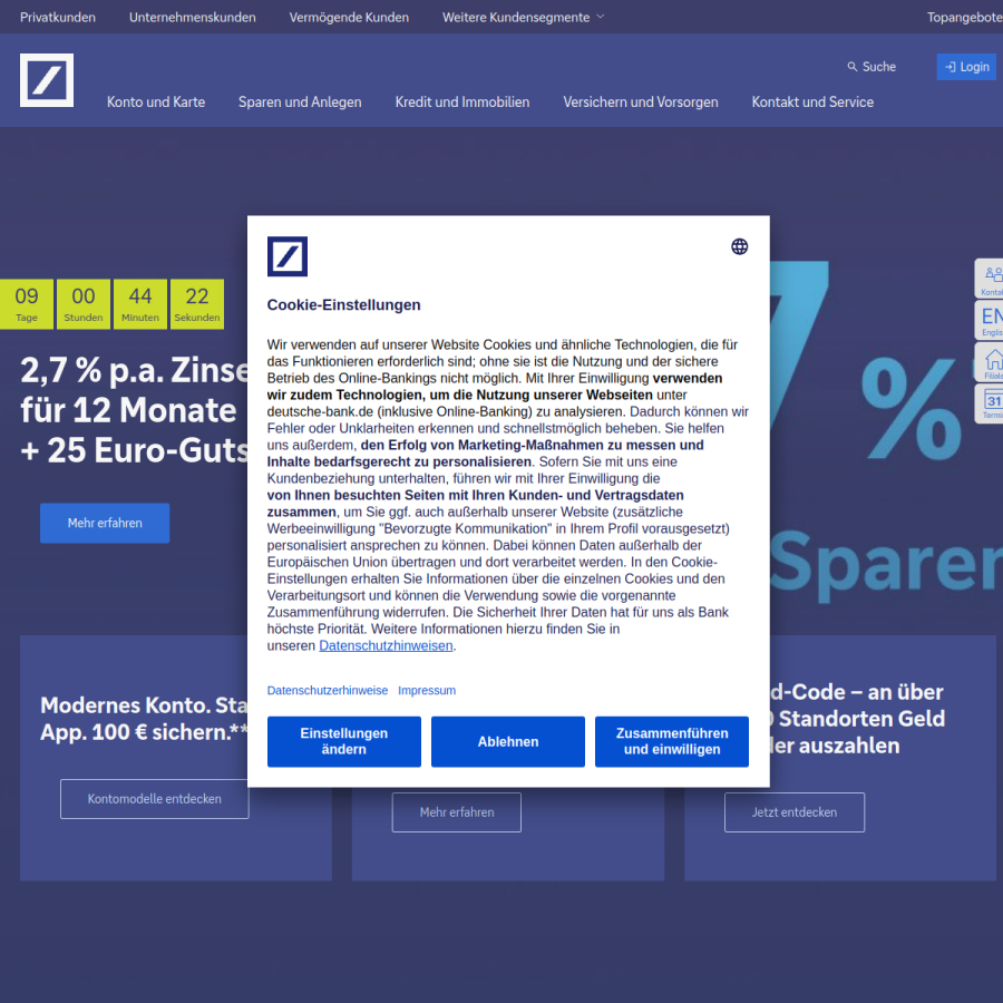 deutsche-bank.de homepage screenshot