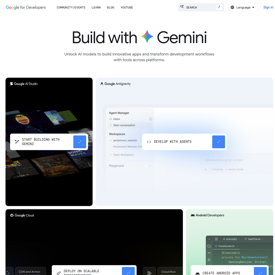 developers.google.com homepage screenshot