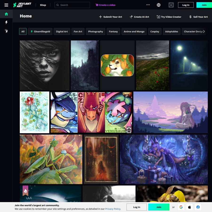 deviantart.com homepage screenshot