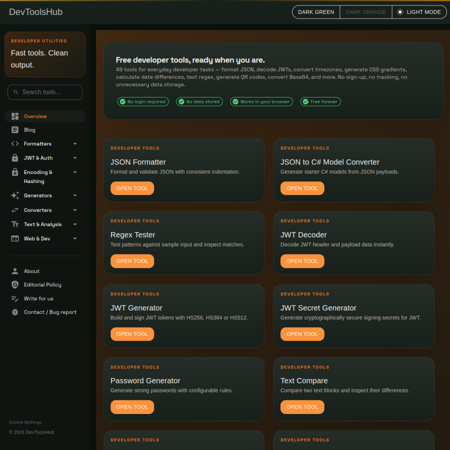 devtoolshub.info homepage screenshot