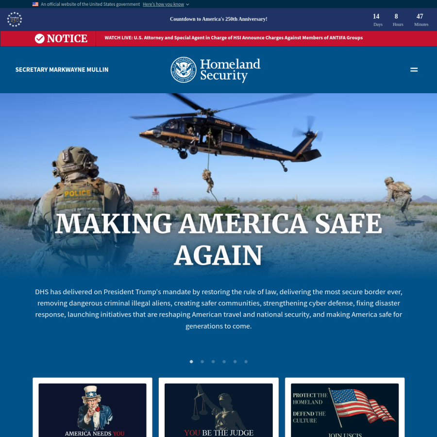 dhs.gov homepage screenshot
